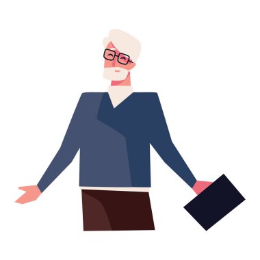 Öğretmen yaşlı adam simgesi izole edildi