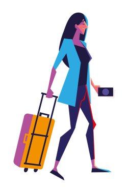 Bavul turizmi konsepti olan kadın.