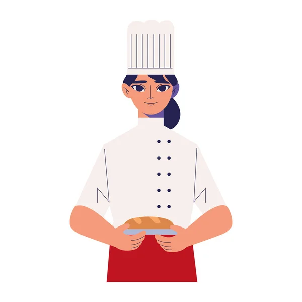 Chef Mulher Dia Trabalho Ícone Isolado — Vetor de Stock