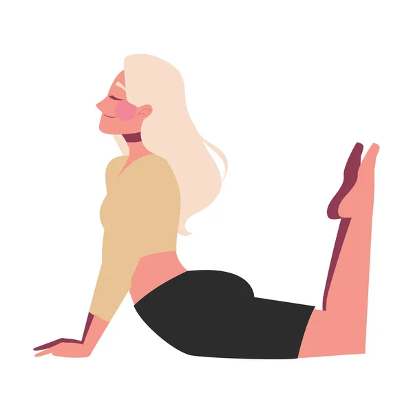 Femme Faisant Icône Yoga Isolé — Image vectorielle