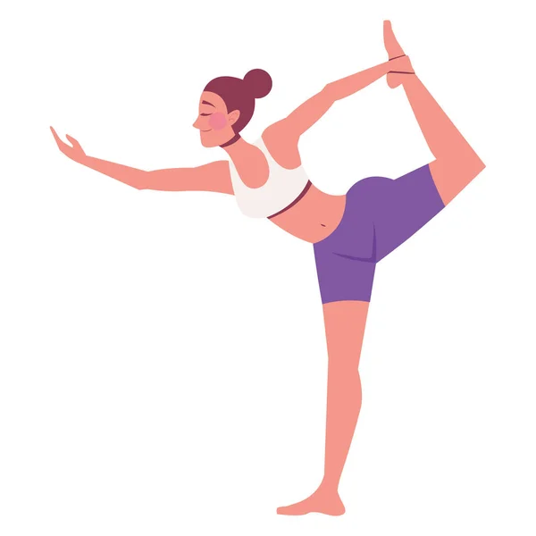 Frau Praktiziert Yoga Ikone Isoliert — Stockvektor