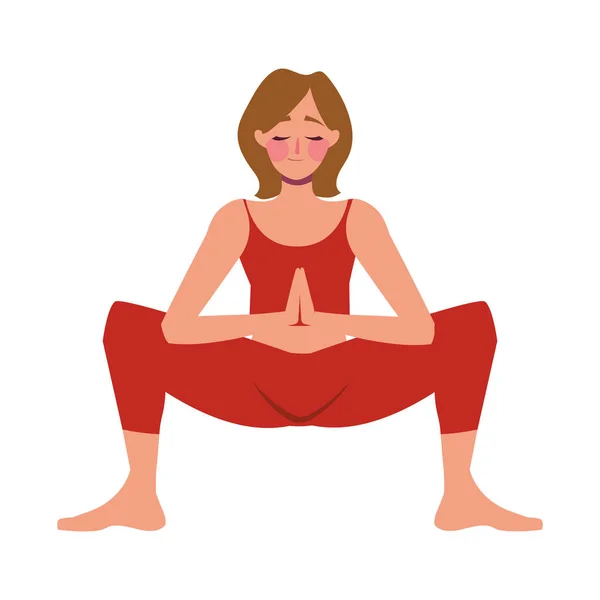Frau Yoga Pose Isoliert — Stockvektor