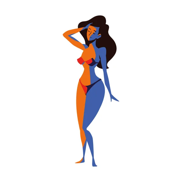 Mujer Bikini Icono Aislado — Vector de stock