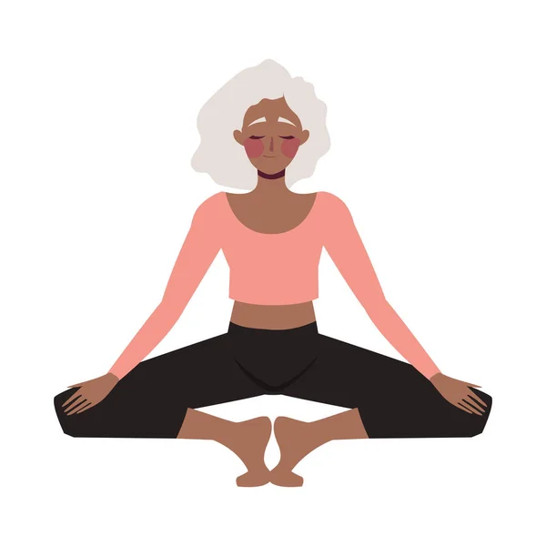 Mujer Meditación Yoga Icono Aislado — Vector de stock