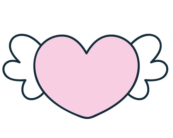 Herz Mit Flügeln Doodle Symbol Isoliert — Stockvektor