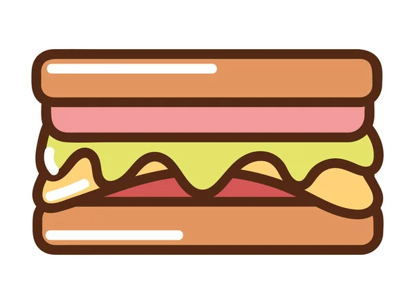 Sandwich Essen Isolierte Ikone Design — Stockvektor