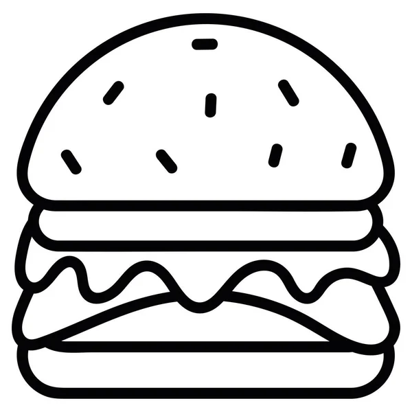 Burger Τροφίμων Γραμμή Στυλ Εικονίδιο — Διανυσματικό Αρχείο