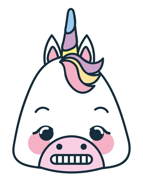 Unicorn Head Cartoon Doodle Icon Isolated — Stock Vector