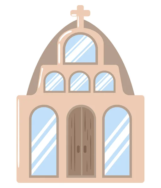 Chiesa Cristiana Edificio Icona Isolato — Vettoriale Stock