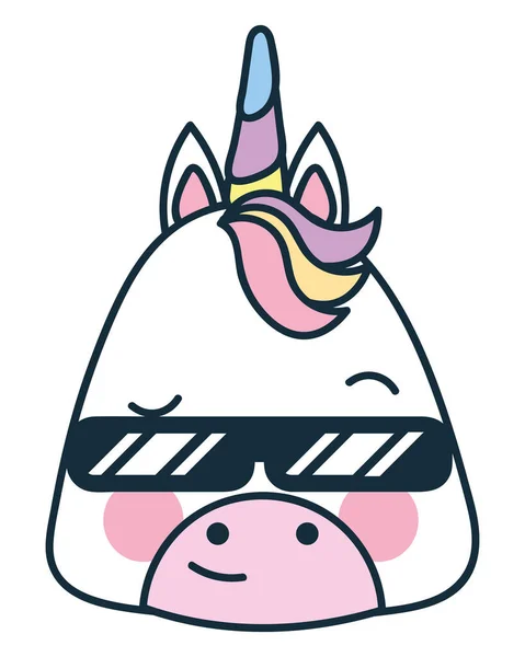 stock vector unicorn with sunglasses doodle icon isolated