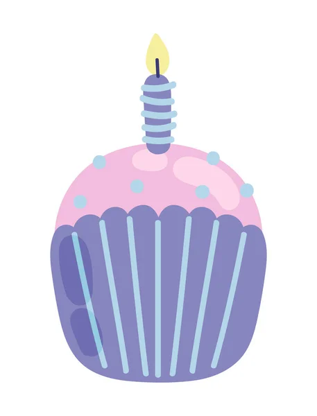 Geburtstag Süße Cupcake Doodle Isoliert Symbol — Stockvektor