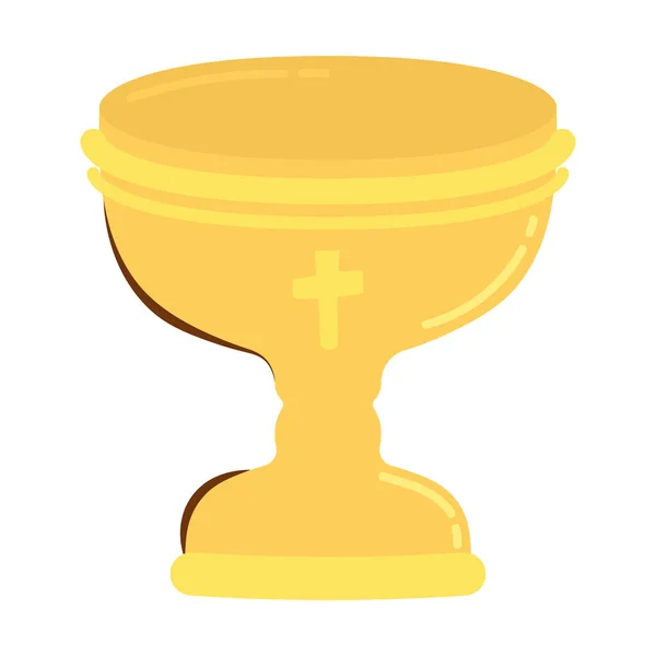 Golden Chalice Cross Icon Isolated — Stock Vector