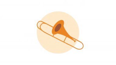 Trombon caz enstrümanı müzikal animasyon, 4k video animasyonu