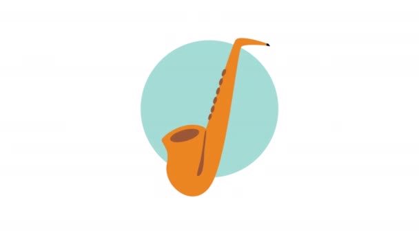 Saxo Jazz Instrument Musikalische Animation Video Animiert — Stockvideo