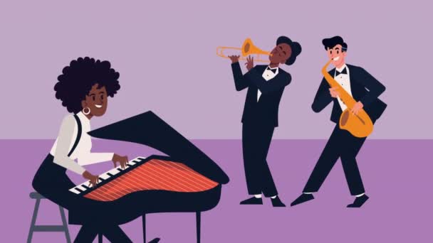 Jazz Művészekből Álló Zenekar Videó Animált — Stock videók