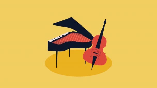 钢琴和小提琴爵士乐器 4K视频动画 — 图库视频影像
