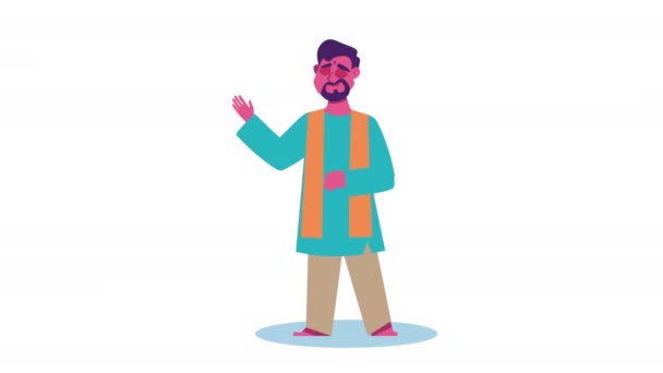 Man Indická Kultura Charakter Animace Video Animované — Stock video