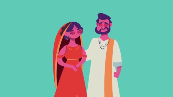 Pár Indických Kulturních Postav Video Animované — Stock video