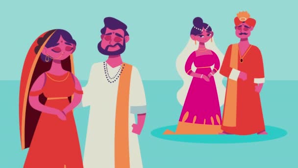 Pár Indické Kultury Pár Video Animované — Stock video