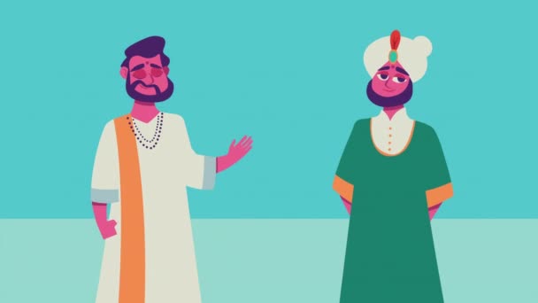 Dva Muži Indické Kulturní Postavy Video Animované — Stock video