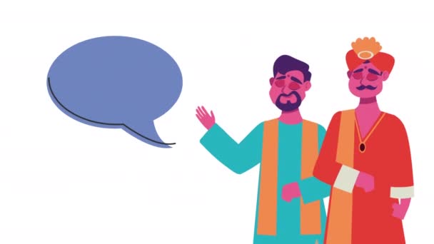 Dwóch Mężczyzn Indyjskiej Kultury Mówiących Znaków Wideo Animowane — Wideo stockowe