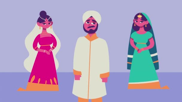 Indický Muž Dvěma Postavičkami Video Animovaný — Stock video