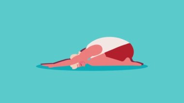 Sarışın adam yoga animasyonu yapıyor, 4k video animasyonu.