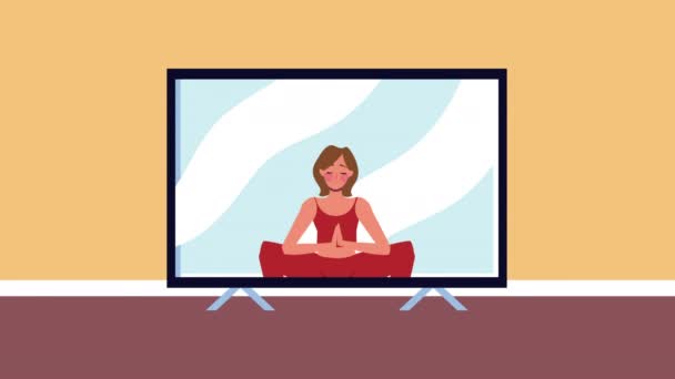 Mujer Practicando Yoga Animación Video Animado — Vídeos de Stock
