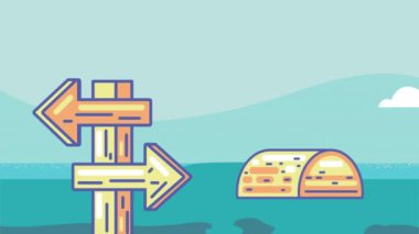 Ağaç palmiyeli ve oklu ada, 4k video animasyonu