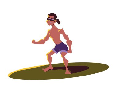 Sörf tahtası simgesindeki sörfçü izole edildi