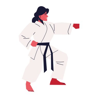kız karate sporu ve fiziksel aktivite simgesi çalışıyor