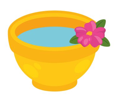 Su ve çiçek ikonu izole edilmiş kase