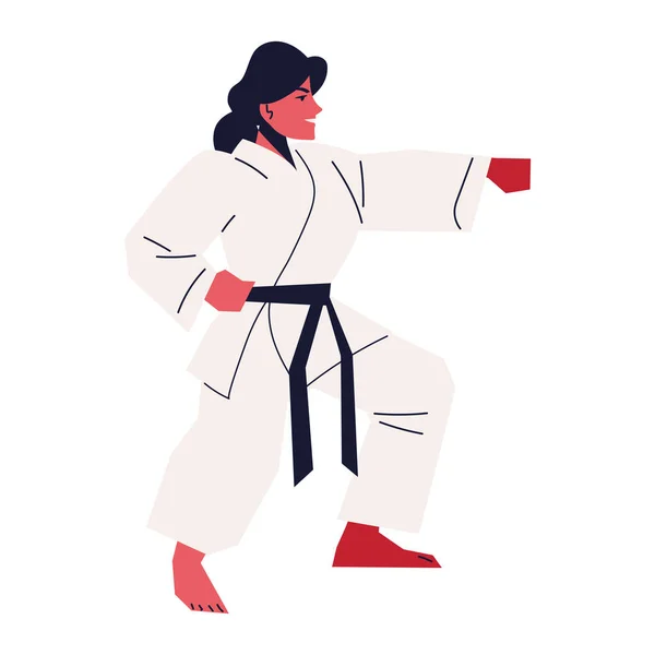 Dziewczyna Praktykujących Karate Sportu Aktywności Fizycznej Ikona — Wektor stockowy