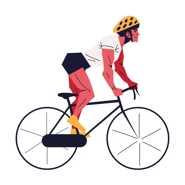 Man Ridning Cykel Sport Och Fysisk Aktivitet Ikon Isolerad — Stock vektor
