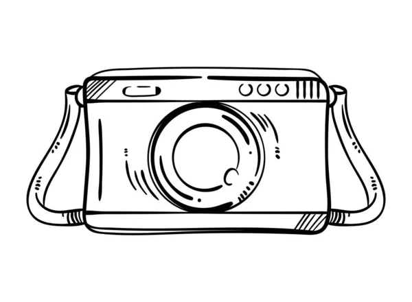 Icône Doodle Caméra Conception Isolée — Image vectorielle
