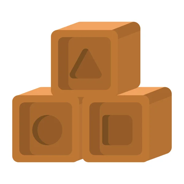 Bloki Geometryczne Drewno Zabawki Ikona Izolowane — Wektor stockowy
