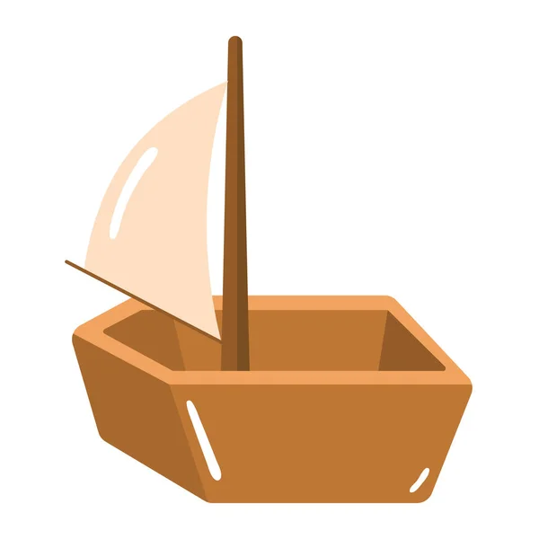 stock vector boat wood toy icon isolated