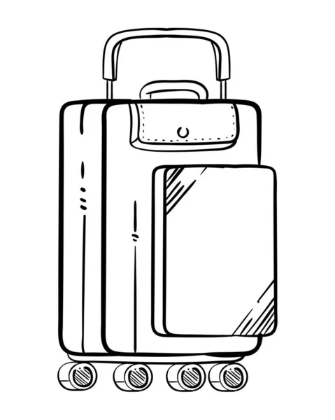 Koffer Mit Rädern Reisekritzelsymbol Isoliert — Stockvektor