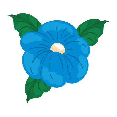 mavi çiçek ve yaprak simgesi izole