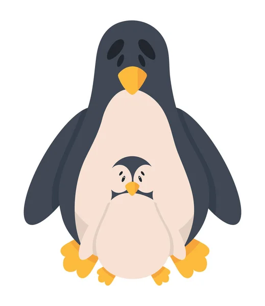 Mothers Day Penguins Mom Son Icon — Stock Vector