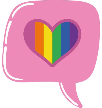 Konuşma balonu ve LGBTQ bayrak simgesi izole edildi