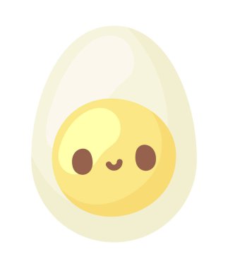 Haşlanmış yumurta kawaii yemek ikonu izole edildi