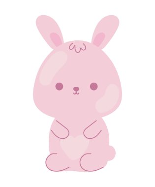 Tavşan kawaii hayvan simgesi izole edildi