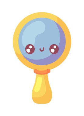 Büyüteç şirin kawaii simgesi izole edildi