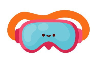 Şnorkel maskesi yaz kawaii simgesi izole