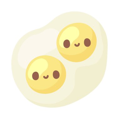 Yağda yumurta kawaii yemek ikonu izole