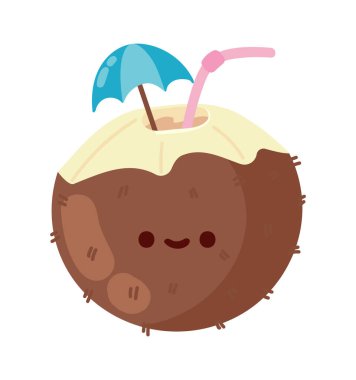 Kokteyl yaz kawaii simgesi izole