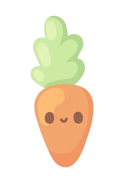 Zanahoria Kawaii Alimento Icono Aislado — Vector de stock