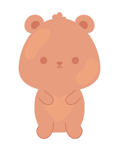 Медведь Кавайи Животных Икона Изолированы — стоковый вектор