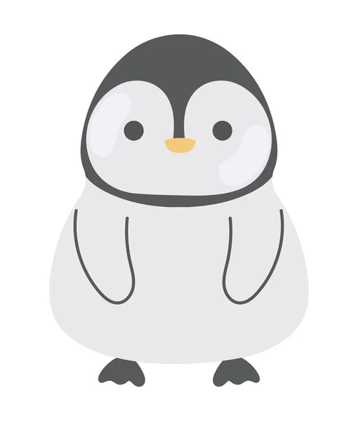 Tučňák Kawaii Zvíře Ikona Izolované — Stockový vektor